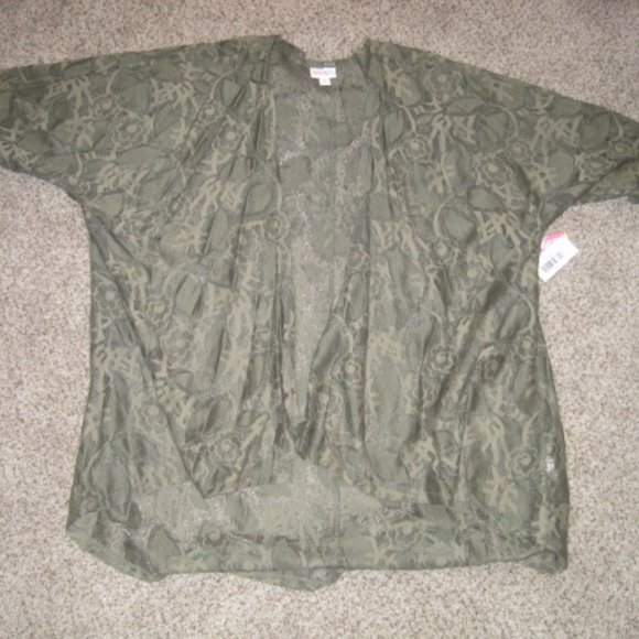 Lularoe Green Lace Lindsay Cardigan - Picture 1 of 5